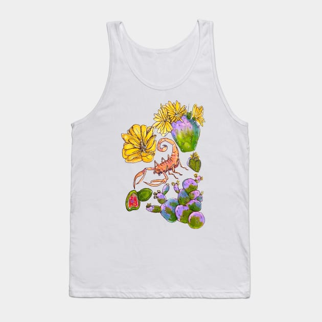 Arizona Desert Study: Cacti and Scorpion Tank Top by Animal Surrealism